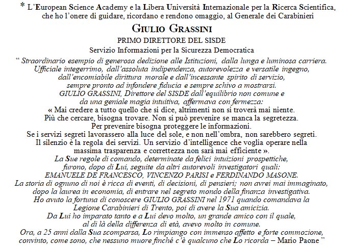 Generale Giulio Grassini, primo Direttore del SISDE